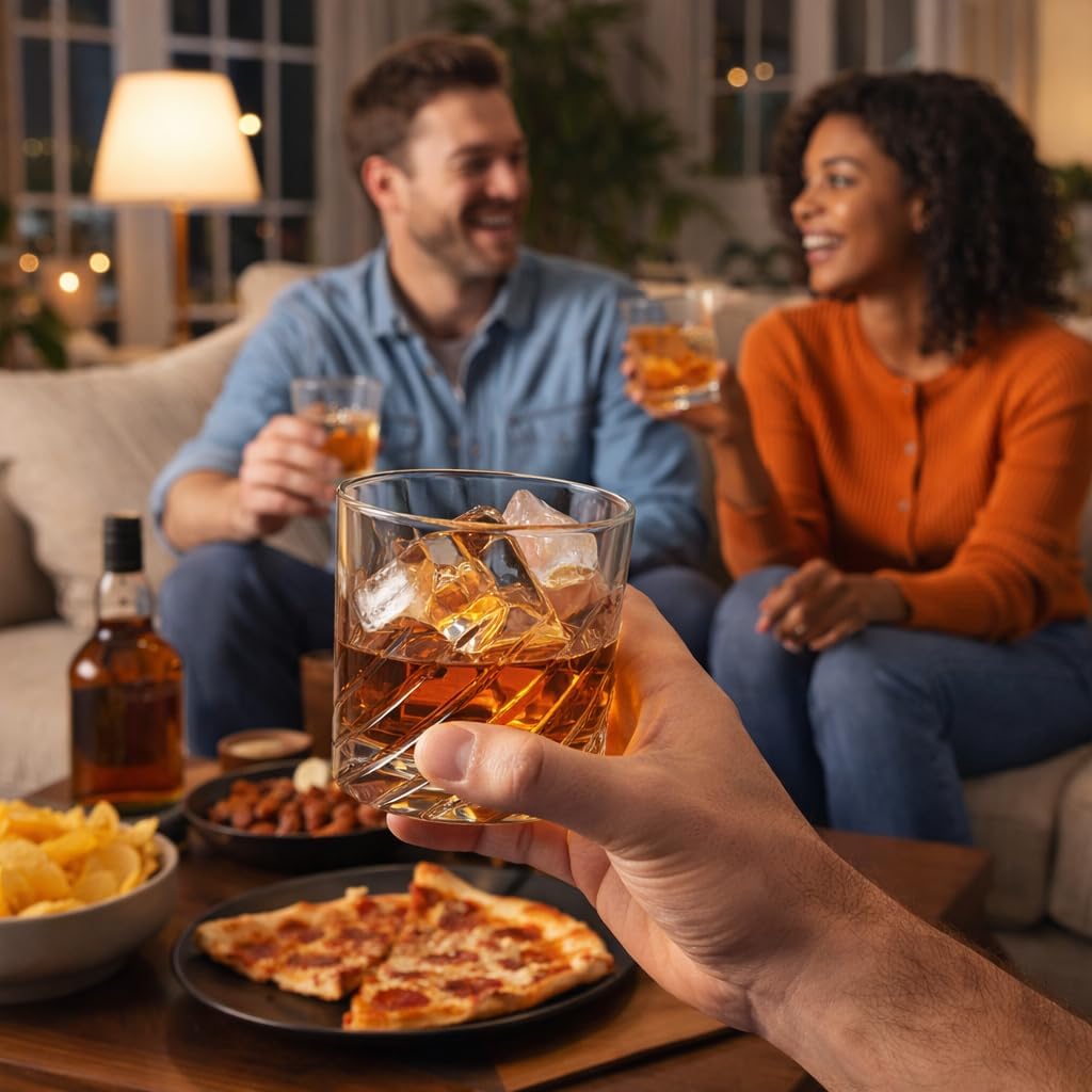 Japanese Premium Rock Glasses with Luxury Box Style, 10 Oz Rocks Barware For Scotch, Bourbon, Liquor and Cocktail Drinks, Made in Japan (Set of 4 (Slash Old), 10, Fluid Ounces)