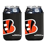 Football Can & Bottle Holder Insulator Beverage Huggie Cooler (Cincinnati (Bengals) -Collapsible Can 2-Pack Black)