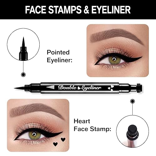 Miniatura 9 de 2 bolígrafos delineadores de ojos con sello líquido de doble cara con forma de ala izquierda y derecha para maquillaje extremadamente negro