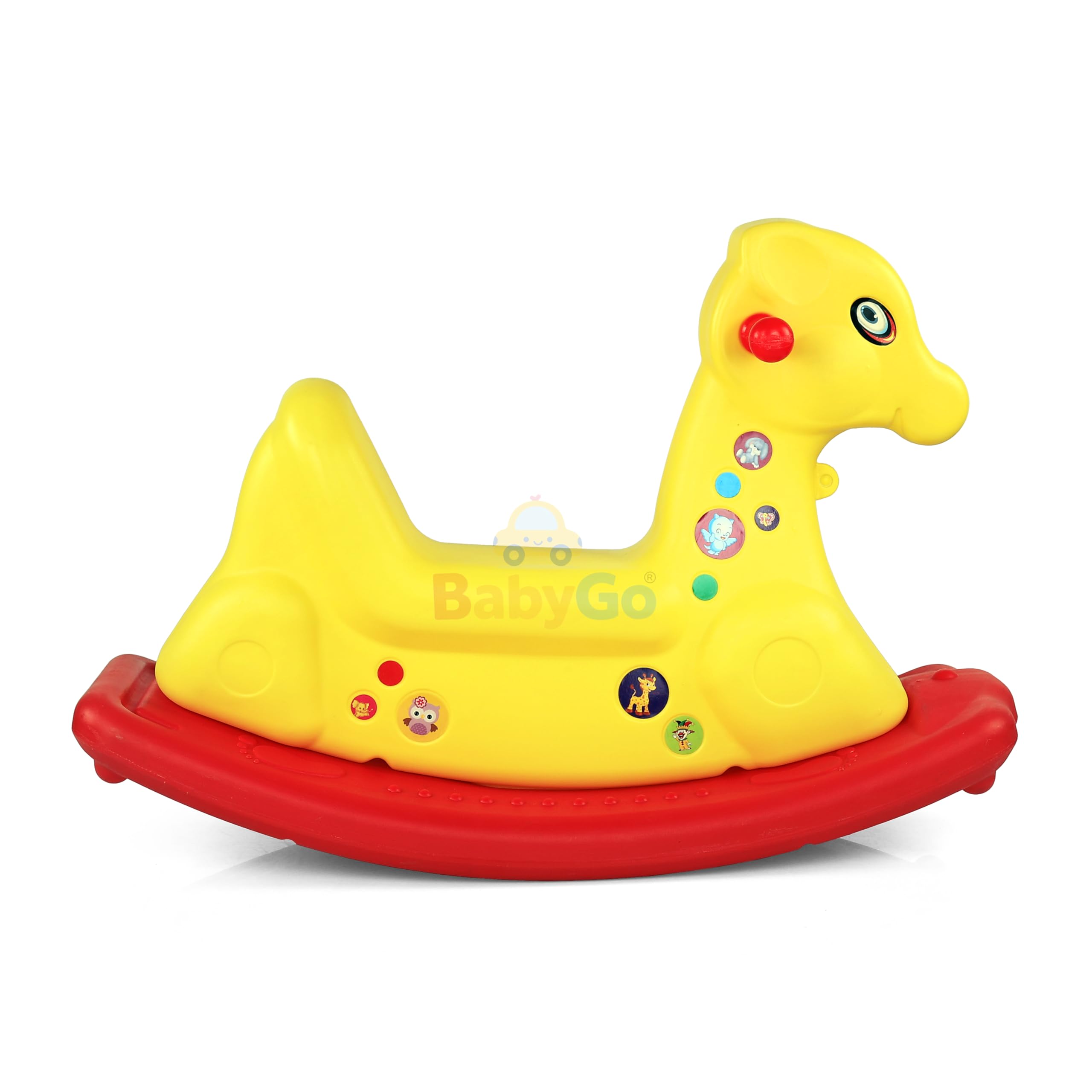 BabyGo Baby Giraffe Rocking Toy Ride On for Kids | Soft & Durable Rocker with Comfortable Seat and Grip Handles | Fun Indoor Outdoor Ride On Rocking Horse Alternative for Toddlers (72x53x26cm) 4
