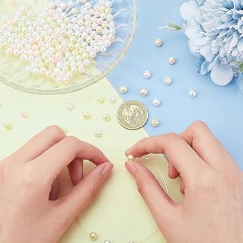 PandaHall 8mm Glass Round Pearl Beads, 100pcs, Clear/Translucent, Craft Bead, Ideal for Jewellery Making