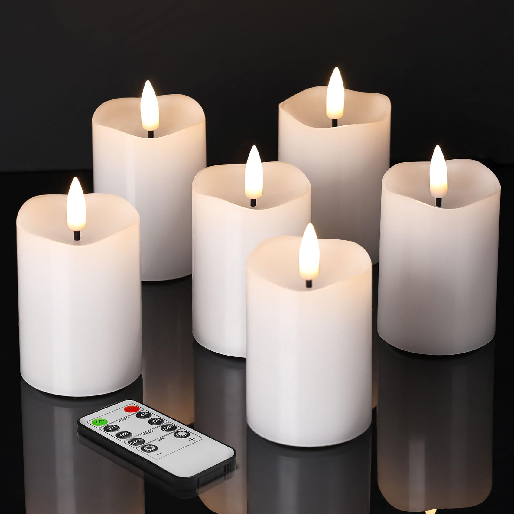 Candele votive bianche senza fiamma con batterie a distanza, 5,1 x 7,6 cm, piccole candele a LED in cera tremolanti, set da 6