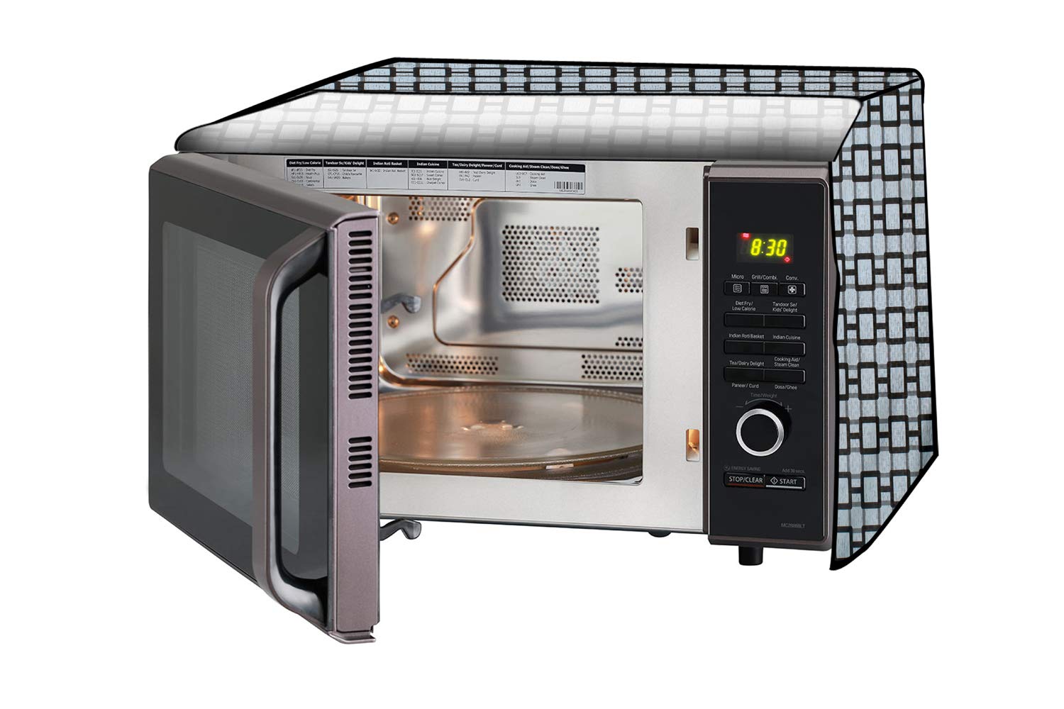 Microwave Oven Cover - Stylish Lattice Grey -1 Microwave Oven Cover - Stylish Lattice Grey -1