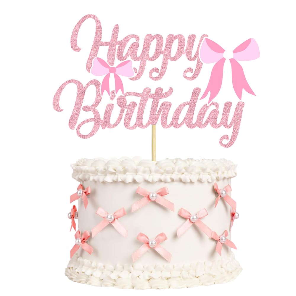 Xvvti 12Pcs Mini Pink Bow And Pearl Cake Toppers - cake decorating supplies | Mubboo