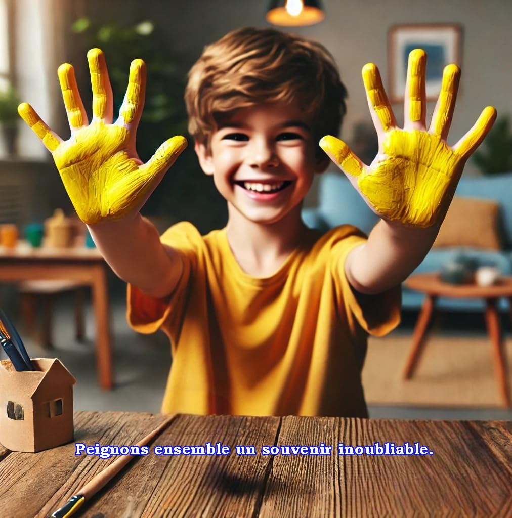 Kit d'empreintes familiales avec cadre-peintures non toxiques-plaques acryliques, outils pour le bricolage - Parfait pour la fête prénatale, les nouvelles mamans et la décoration de la maison (Blanc)