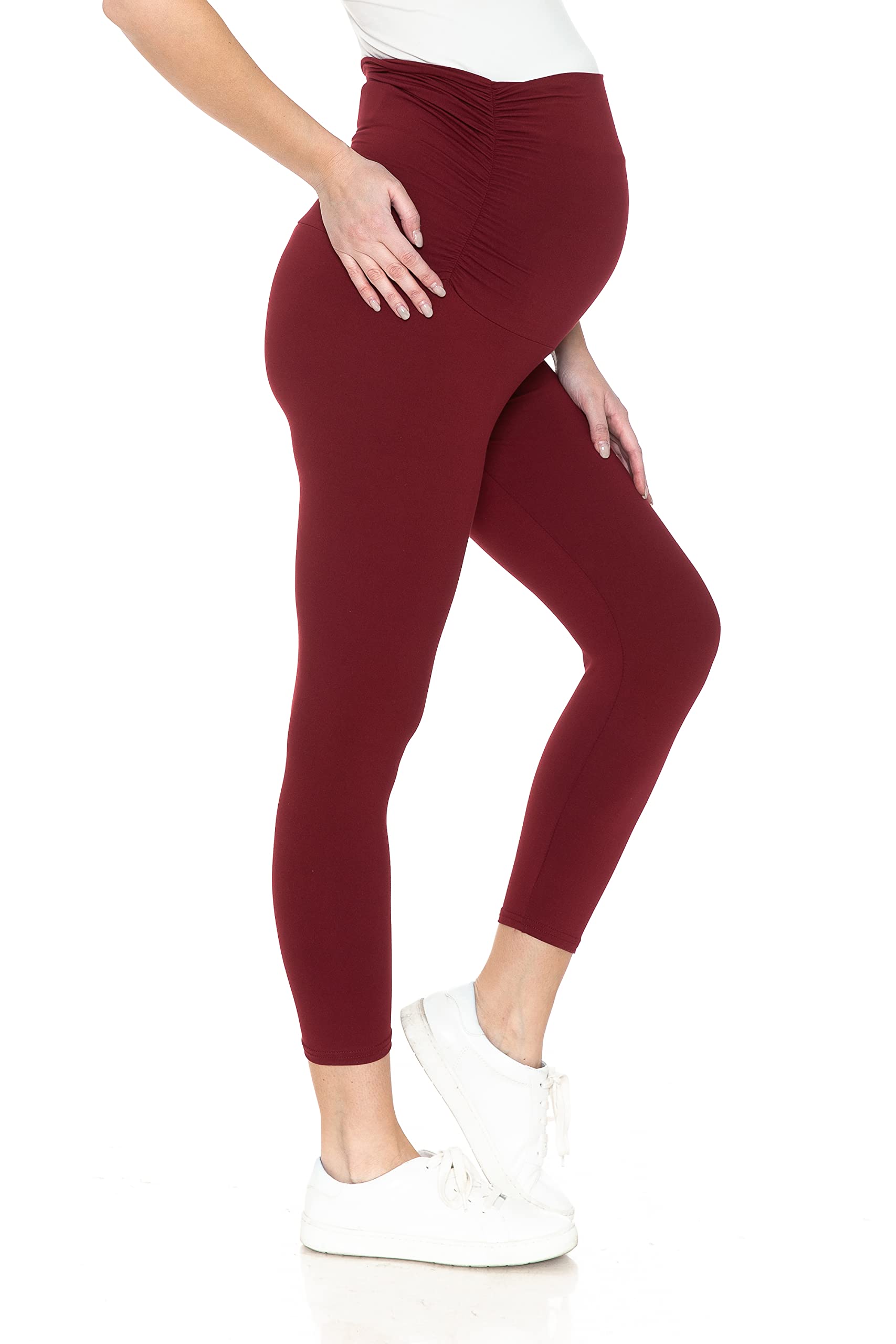 Leggings Depot Legging de maternité pour femme - Collants de yoga décontractés pour la grossesse, bordeaux, Taille M