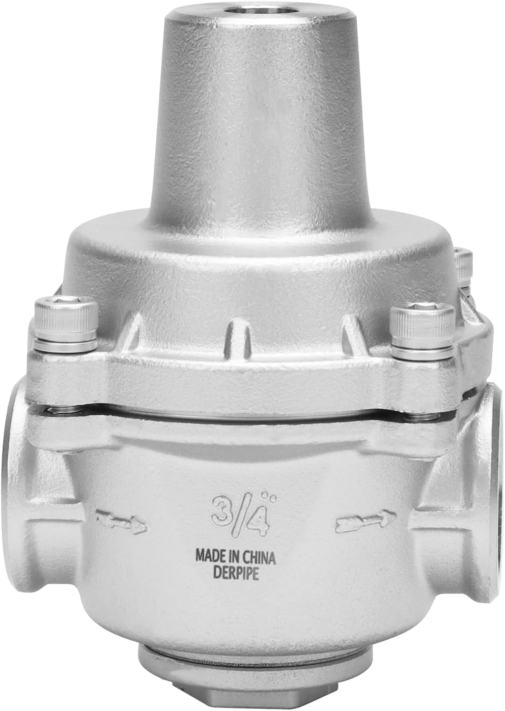 Pressure Regulator Water Valve - 3/4" NPT Female Stainless Steel 304 Pressure Reducer with Gauge, Adjustable Lead-Free Valve For RV, Garden, Air.