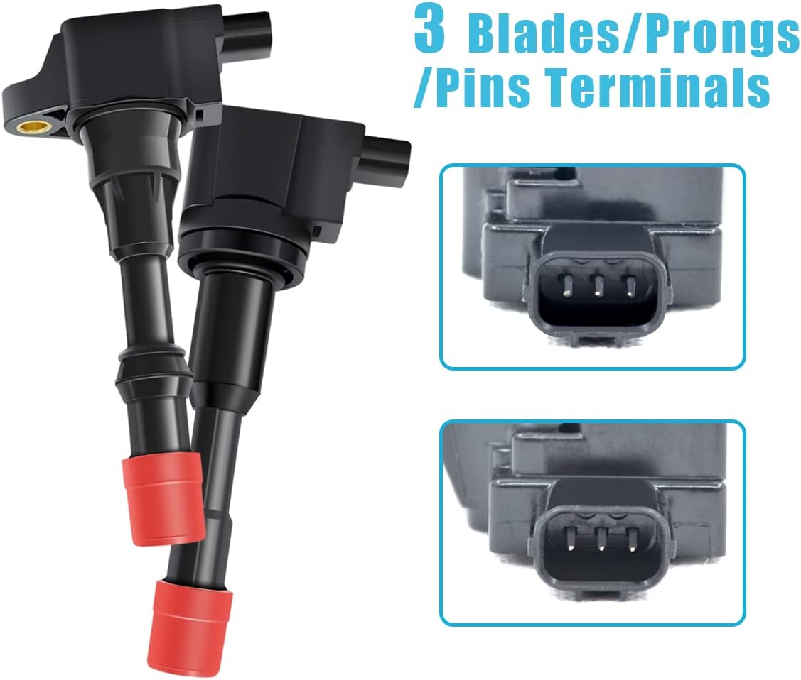 MAS Complete Set of Ignition Coil Pack Compatible with Honda 2003 2004 2005 Civic Hybrid 1.3L Front Rear Replacement for UF-374 UF-373