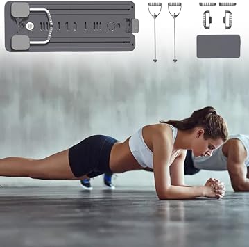 Pilates Board - Pilates Reformer Machine Exercise Board Multipurpose Foldable Full Body Workout Equipment with Bands for Core Strength Abdominal Workout for Men and Women