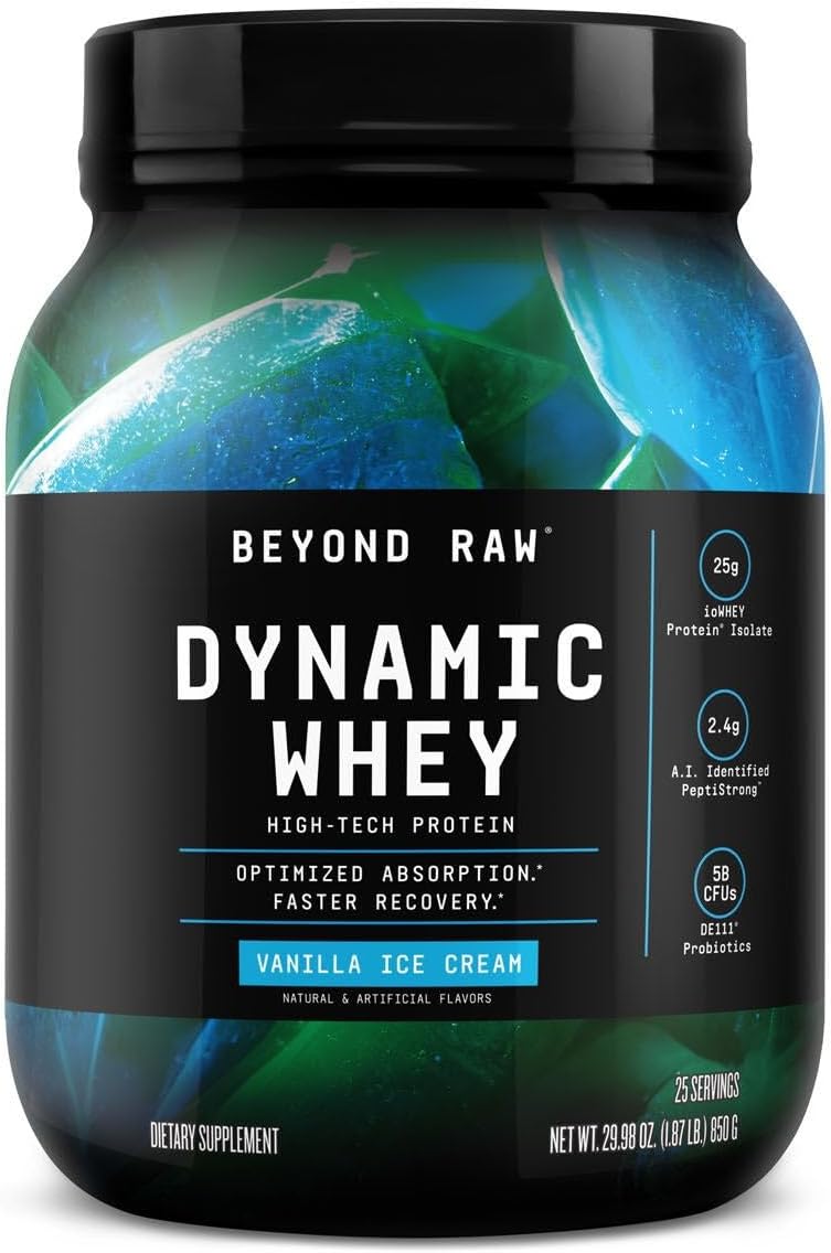 Beyond Raw Dynamic Whey, High-Tech Protein, Optimized Absorption and Faster Recovery, Vanilla Ice Cream, 25 Servings