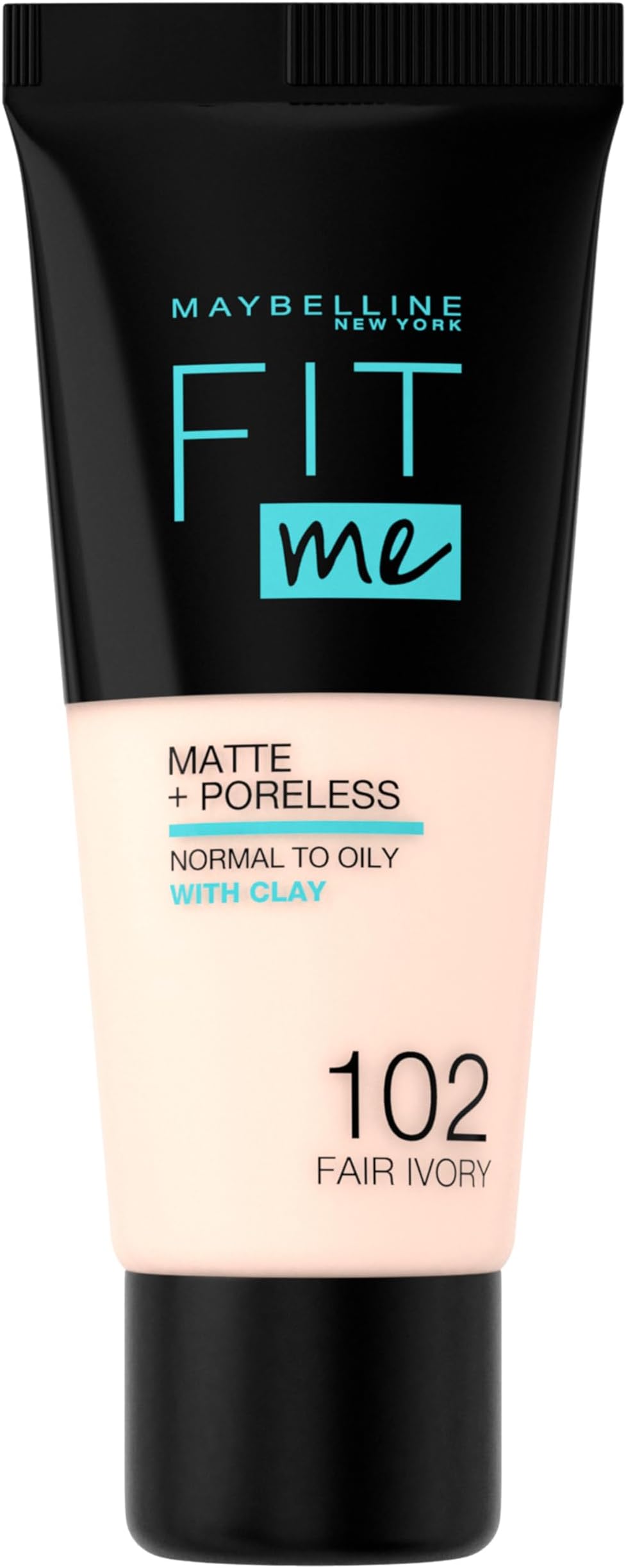 (102 Fair Ivory) - Maybelline Fit Me Matte & Poreless Foundation 102 Fair Ivory 30ml