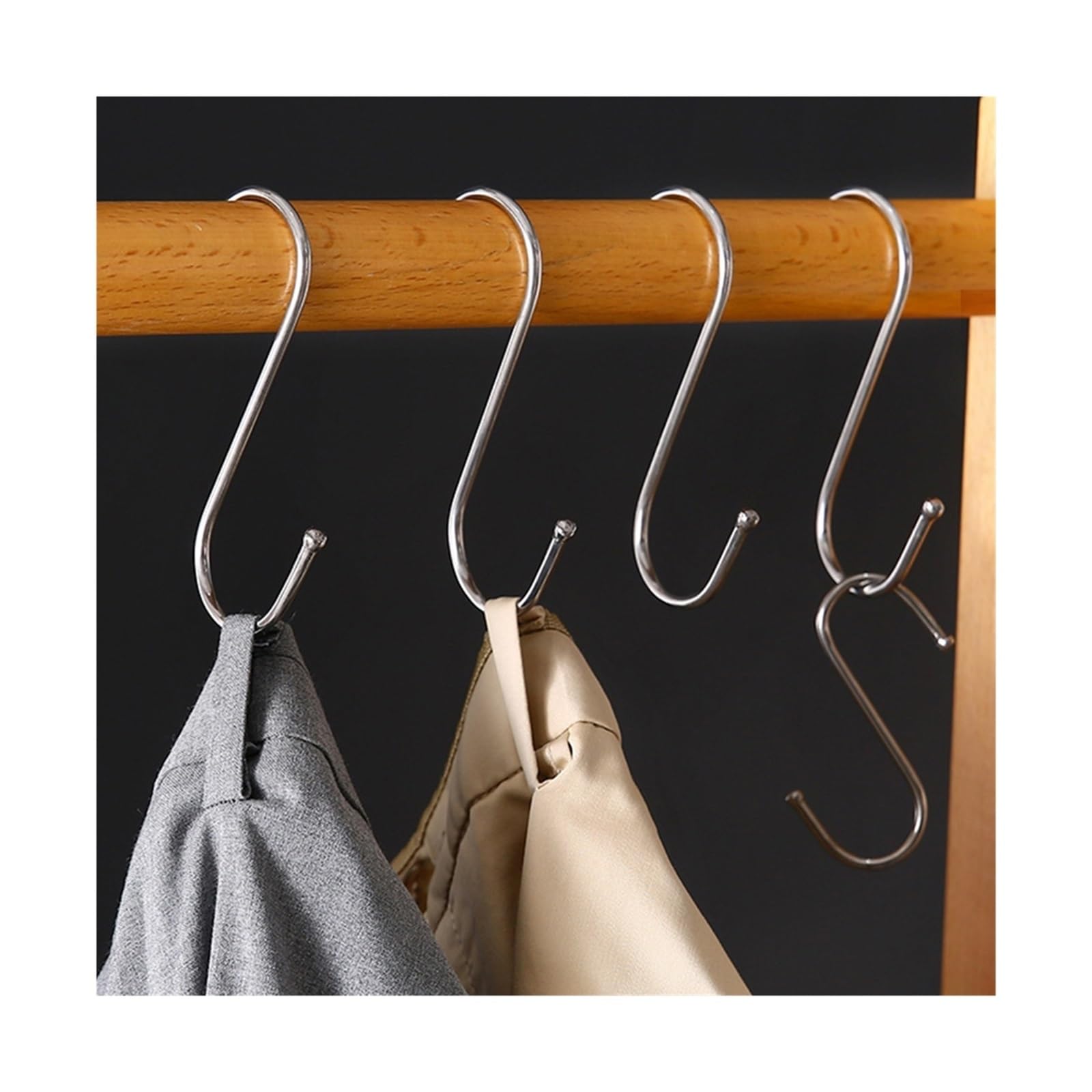 S-förmiger Edelstahlhaken, Küchen- und Badezimmeraufhänger, multifunktionales Lagerregal for Kleidung, Handtücher und Pflanzen(M-7cm,50PCS)