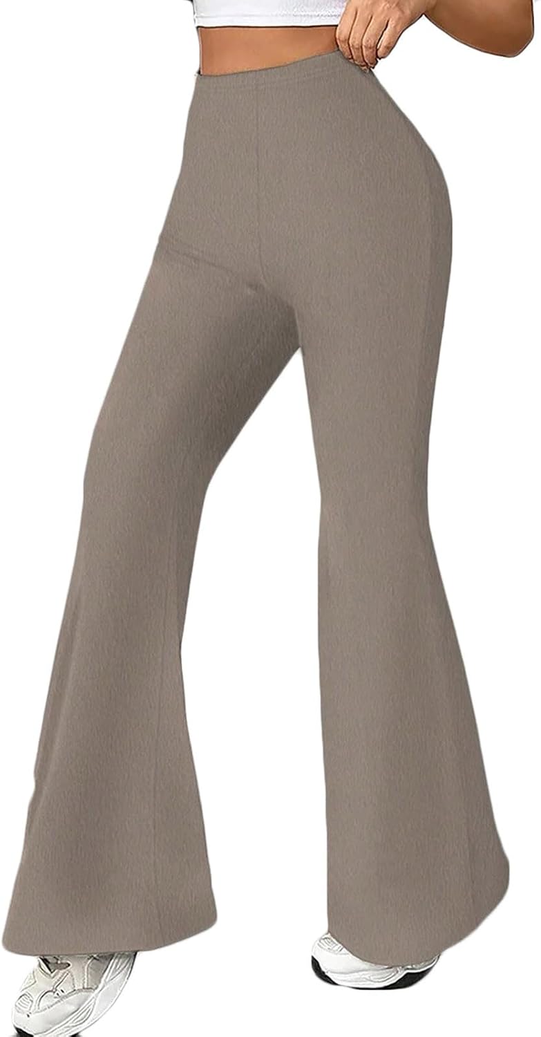 Woman Casual Fashion Flared Pants Tight Stretchy Straight Leg Pants High Waisted Comfy Streetwear Trousers