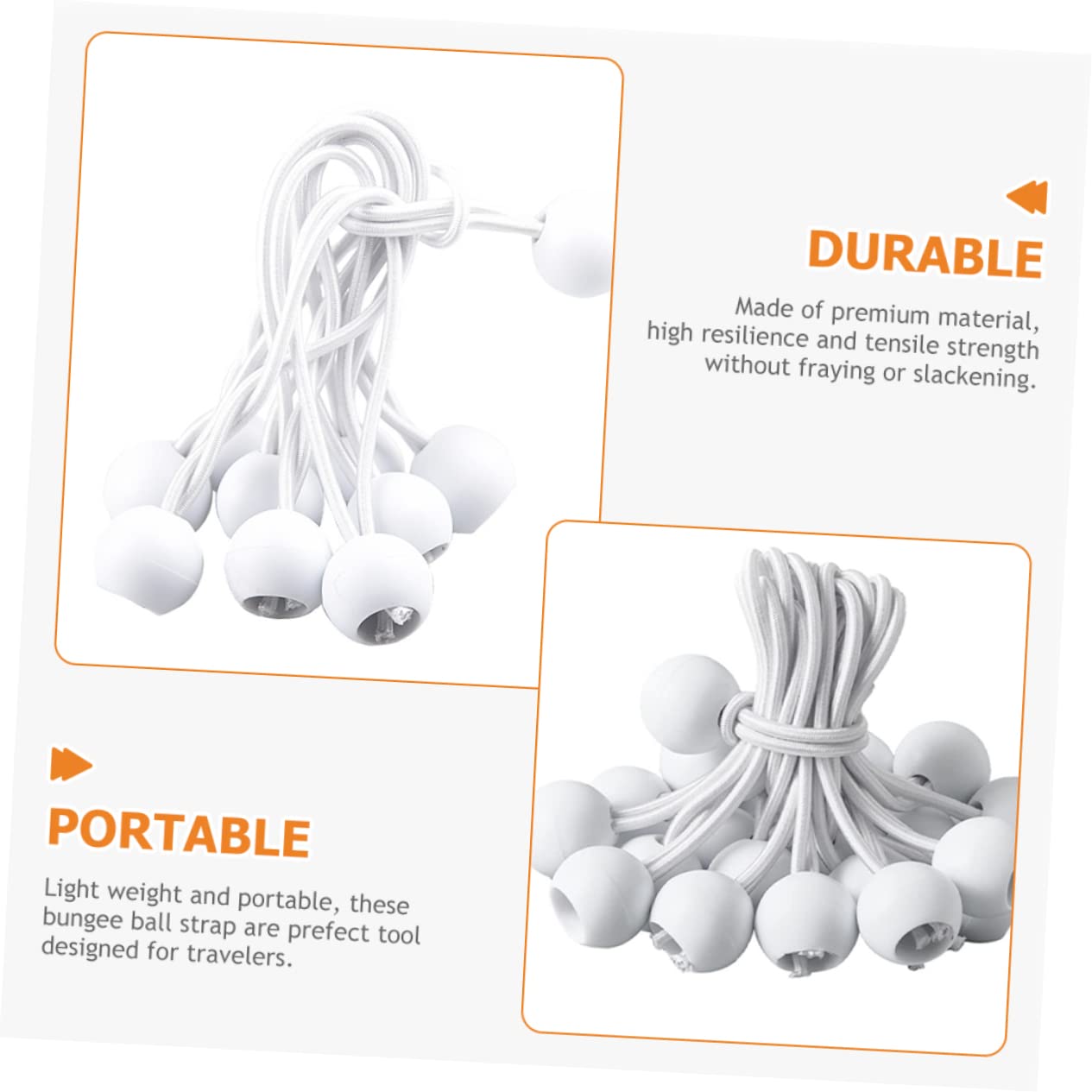 WOONEKY Corde Élastique Mini Cordons Élastiques Usage Intensif Extérieur Attaches De Tente Ajustable Cordon D'arrimage Robuste Belvédère Tente pour Trampoline Émulsion Blanche
