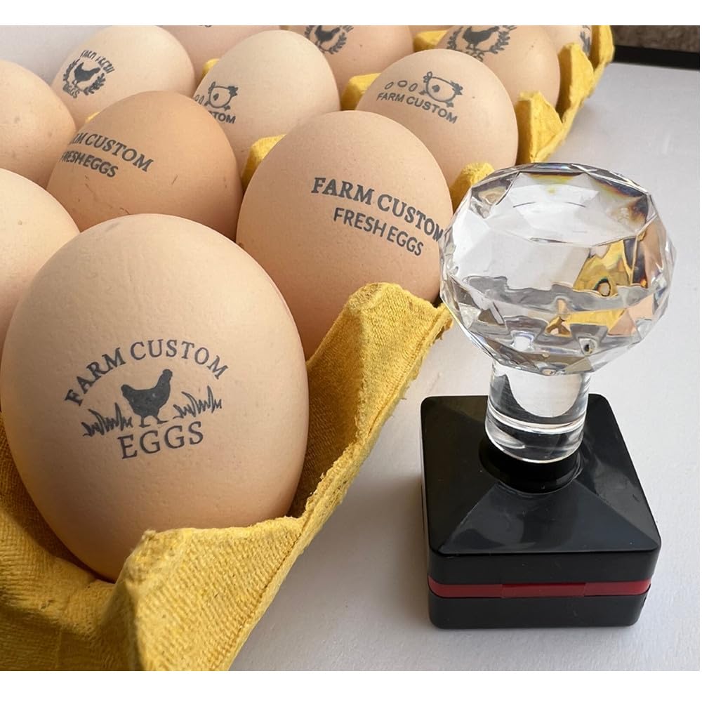 Custom Duck Egg Stamps for Fresh Eggs Personalized with Quick-Drying Ink - 0.65/0.8/1inch (Clear Stamps)
