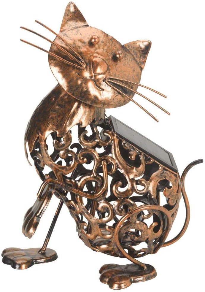 Metal Scroll Cat Solar Light