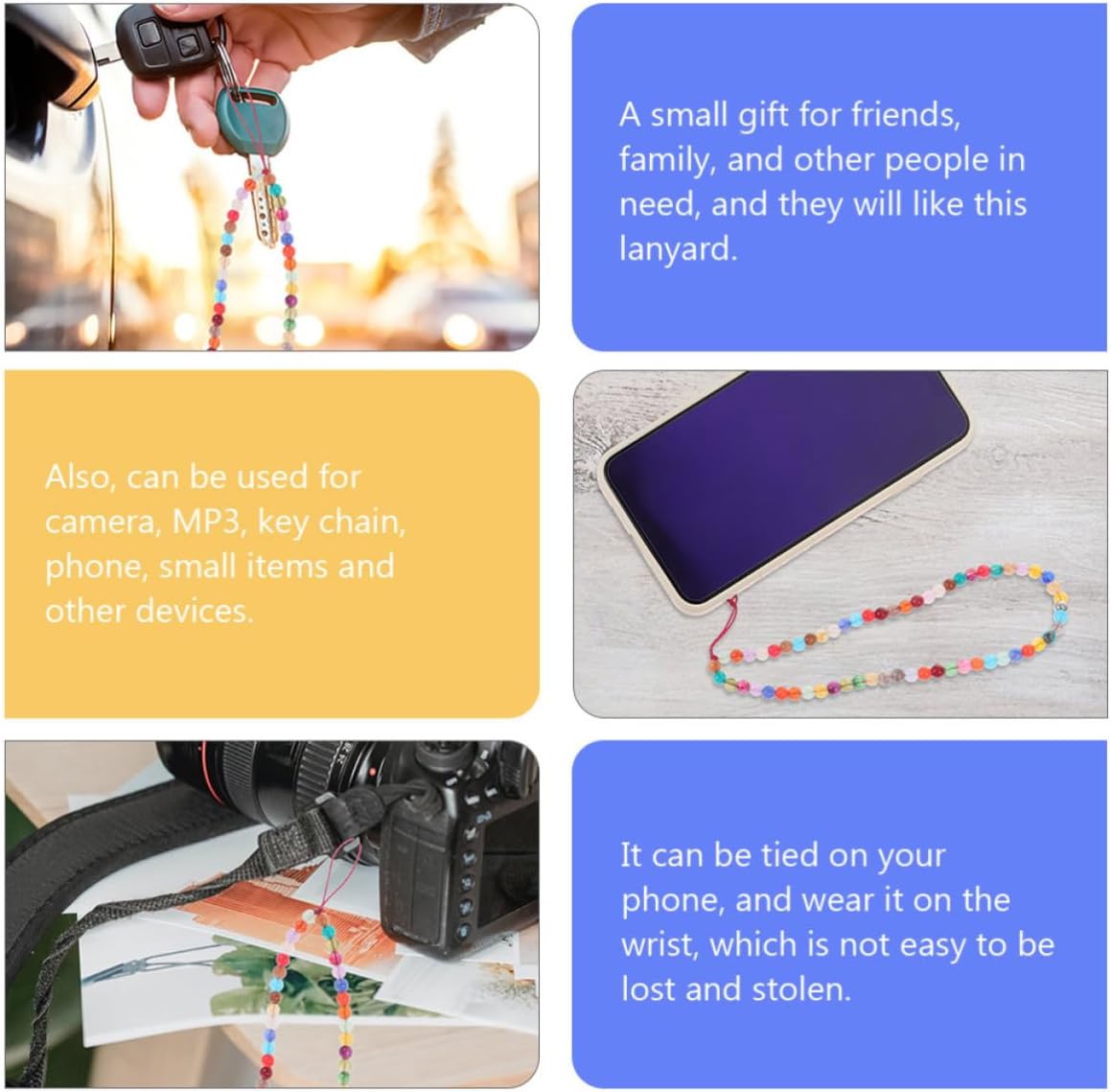 2pcs Beaded Phone Charm Resin Hanging Lanyard for Devices and Camera image 4