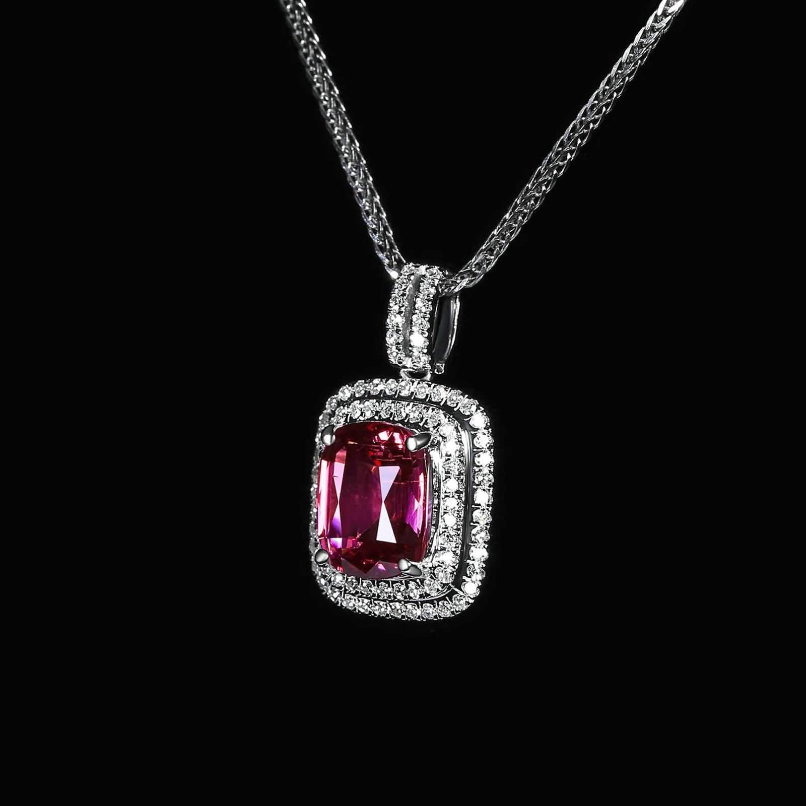 Collar para mujer de oro blanco 375 585 750 con espinela violeta 2