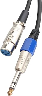 Futheda Female XLR to 6.35mm Stereo TRS Jack Lead/Balanced Signal/Audio Patch Microphone Cable 0.5m Black