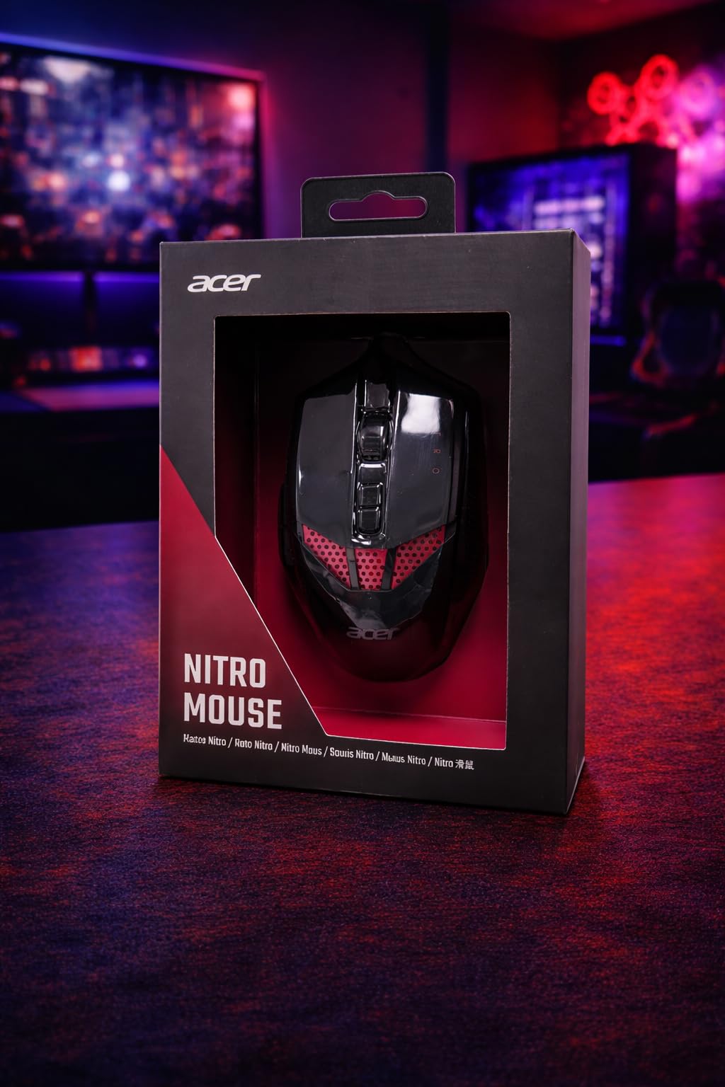 acer Nitro Gaming Mouse III: Mouse ottico da gioco 6D con alta frequenza di polling di 125 MHz, 7 luci di respirazione colorate con logo e motivo LED, 6 spostamenti DPI opzionali (800-7200), 6