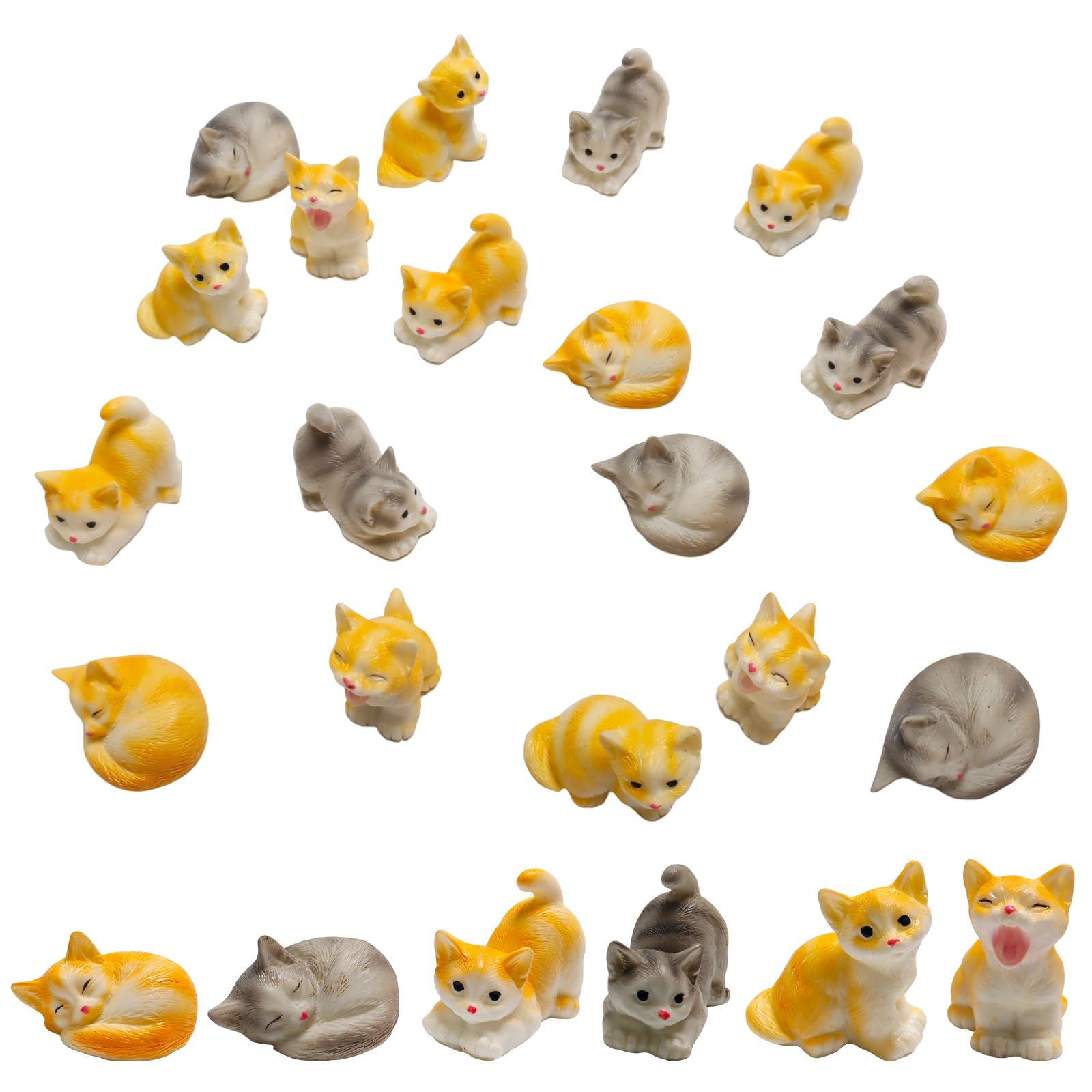 Exasinine 18 Pcs Miniature Cat Figurines - Cute Mini Kittens Animals Model for Fairy Garden, Moss Landscape, DIY Terrarium Crafts, Ornament Accessories for Home