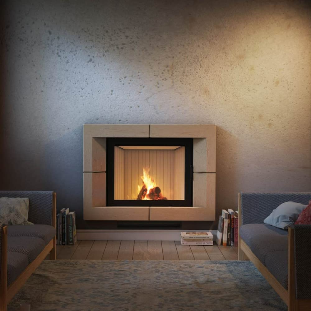 KRATKI Inserto per camino in acciaio a legna NADIA 13 kW Ø200 frontale A+ | Acciaio nero, efficienza 81%, classe A+. Ecodesign, BImSchV 2, Kratki PRO; per recupero calore.; combustione efficiente