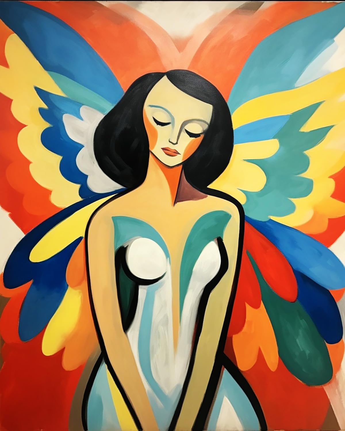 LIUBAISHI Paint by Numbers for Adults, Colourful Angel with Butterfly Wings, 40x50 cm Acrylic Canvas Kit with 3 Brushes