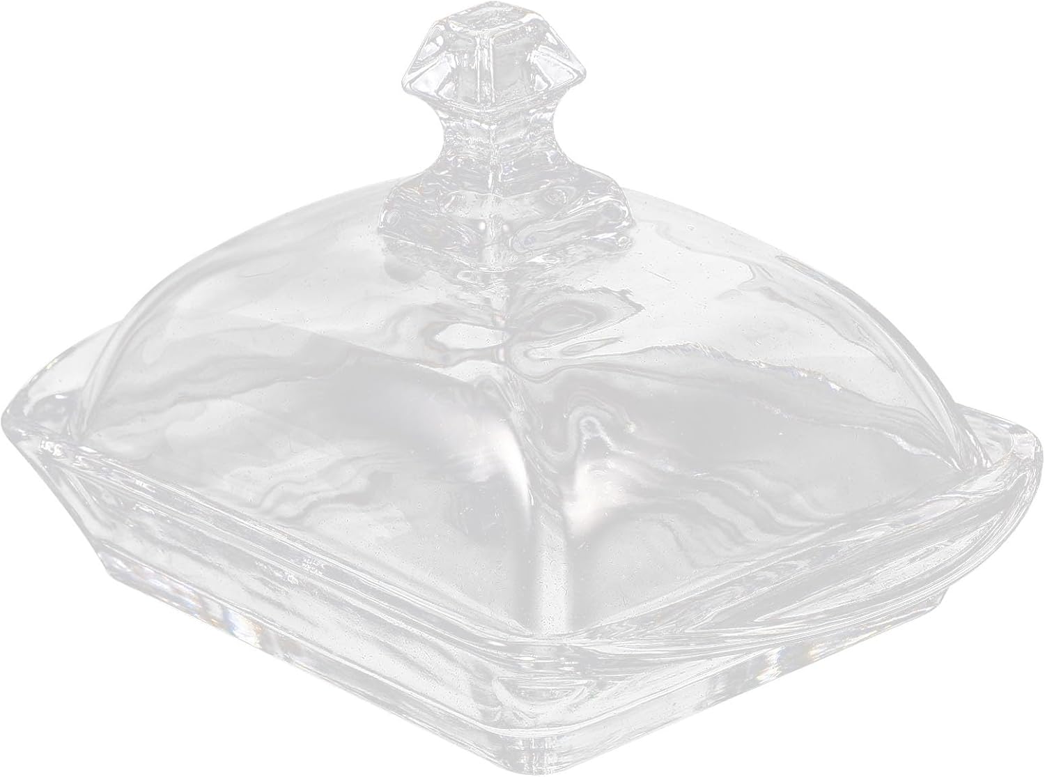 STOBAZA Glass Butter Dish with Lid 6.7 Inch Transparent Covered Butter Tray for Kitchen Countertop Cheese and Storage Container Dishwasher Safe