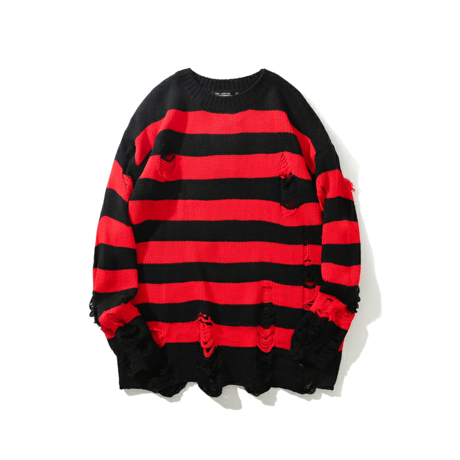 Striped Sweater Washed Hole Sweater 