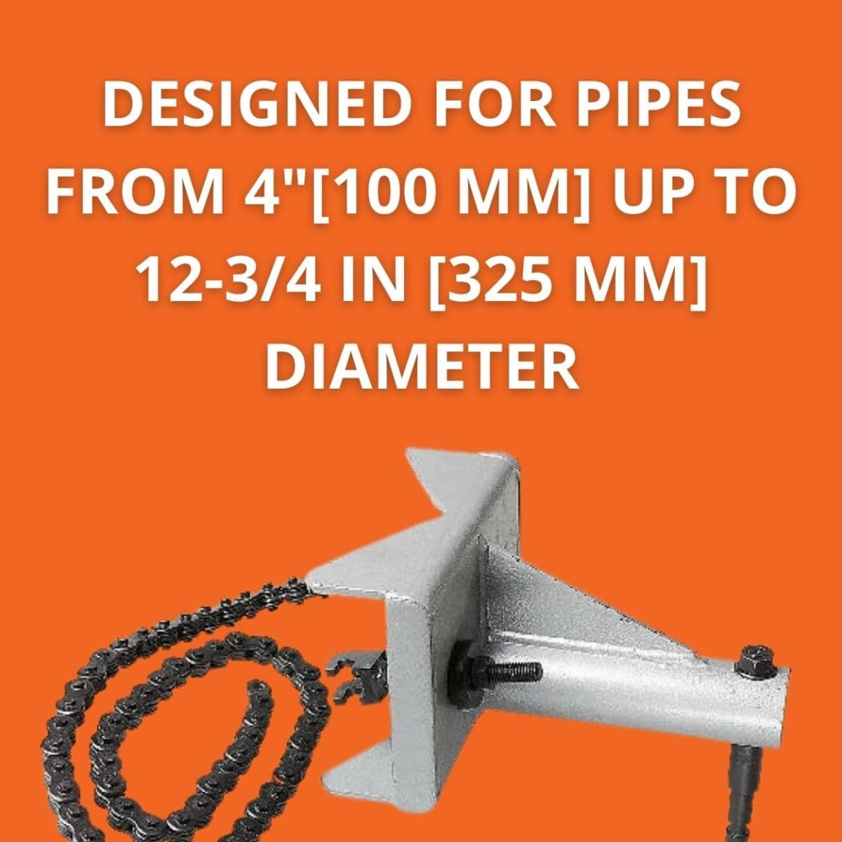 Fein Pipe Clamp for AStxe 649-1 Hacksaw - Securely Holds 4" to 12-3/4" Pipes for Precise Cuts, Up to 17" with Chain Extension, Heavy-Duty - 90702004006