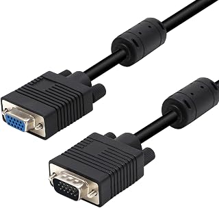 Waytex 27225 SVGA HD15 Macho a Hembra con Cable de extensión de ferrita 7 m de Color Negro