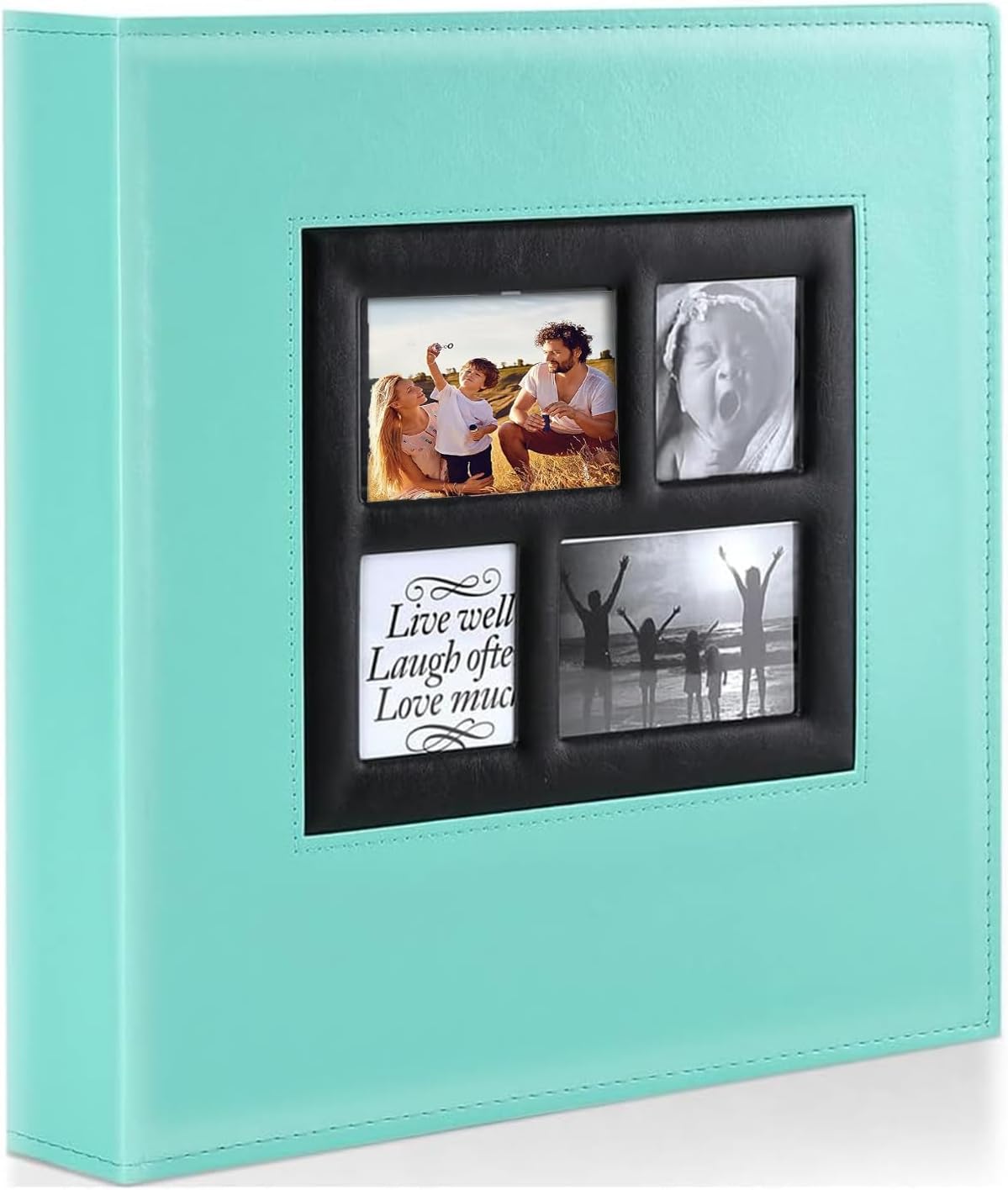 QUEENADA Photo Album 4x6 500 Pockets Photo - Large Capacity Leather cover Picture Albums for Family Wedding Anniversary Holds 500 Horizontal and Vertical Photos(green)