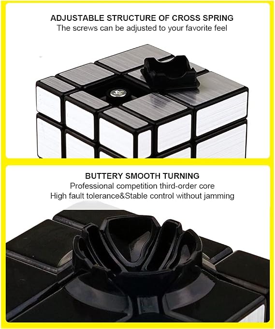 3x3 Mirror-Cube Speed-Cube Speed Smooth Turning Magic-Tube Blocks Shaped Puzzle Toys|Silver Black 57mm