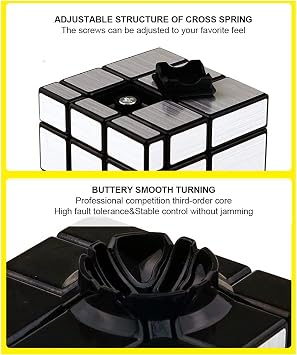 3x3 Mirror-Cube Speed-Cube Speed Smooth Turning Magic-Tube Blocks Shaped Puzzle Toys|Silver Black 57mm