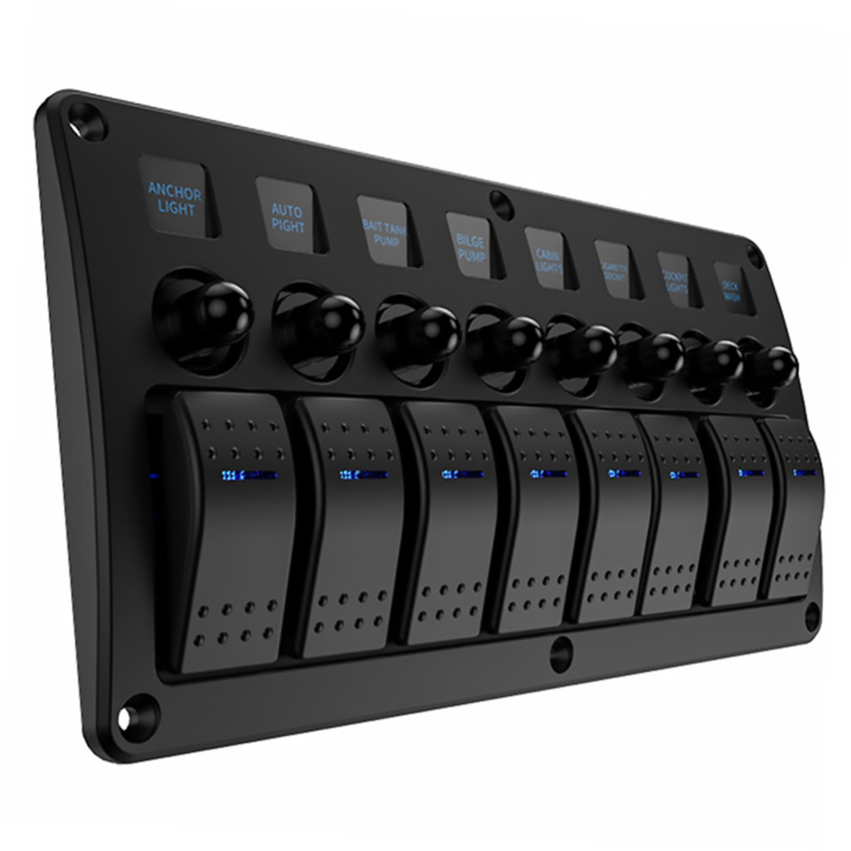 SHINEOFI 8 fach Schiffskombinations Schalterpaneel Temperaturbeständig 25° bis 80° Multifunktional für Fahrzeuge und Boote Kompatibel mit Mobilgeräten und Kameras