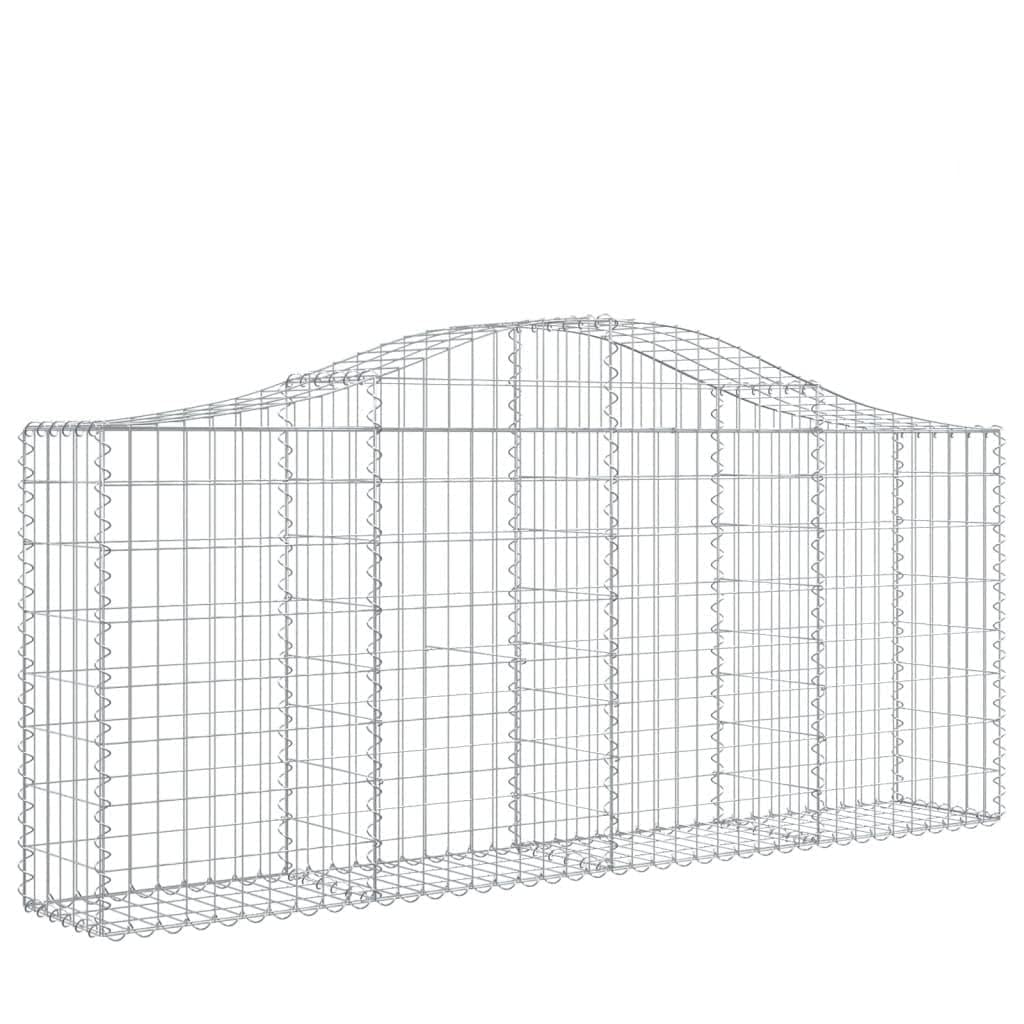 2 gaviones con arco alto, 200 x 30 x 80/100 cm, hierro galvanizado para barreras de jardín y protección de la privacidad, paredes decorativas insonorizantes de acero resistente a la corrosión