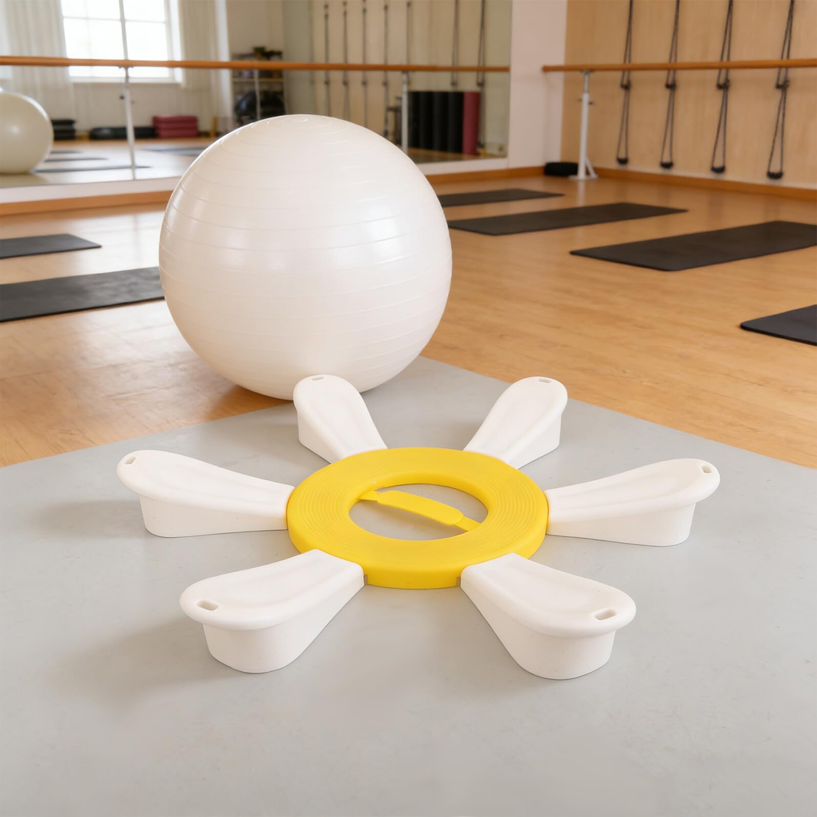 Supporto Stabile per Palla da Yoga in Plastica Robusta, Anello Porta-palla Antiscivolo da 49 Cm per Fitness e Yoga, Base Leggera e Portatile per Esercizi a Casa in Ufficio