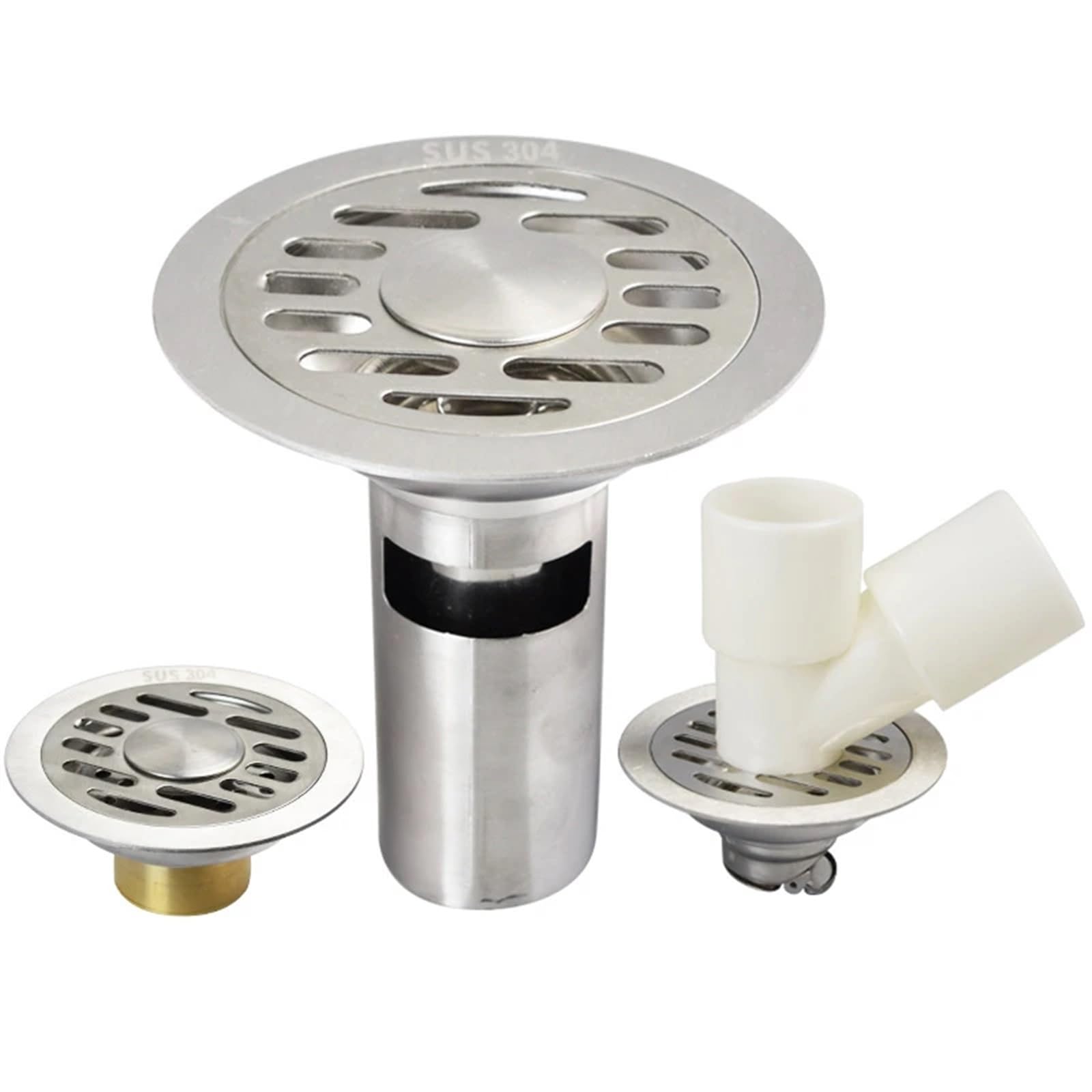 Drain de Sol de Salle de Bain Rond de 4 Pouces 9,8 cm 304 en Acier Inoxydable Grille de vidange de Salle de Bain Drain de déchets de Cuisine Accessoire de Salle de Bain 1 pièces(C)