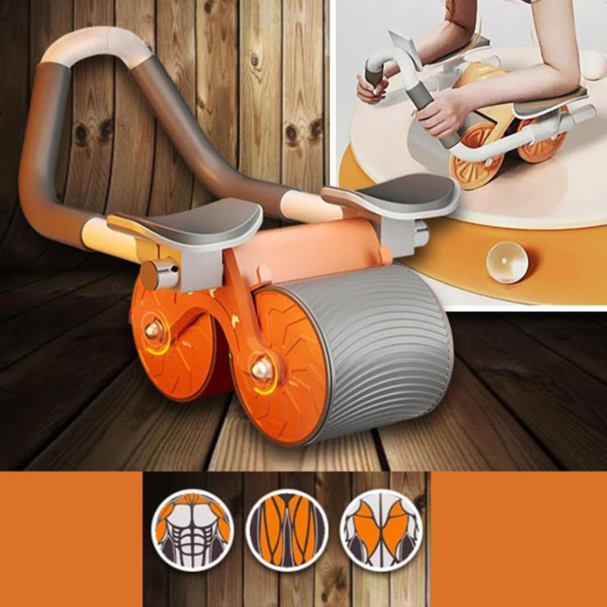 RUEDA DE EJERCICIO ABDOMINAL RODILLO con soporte para brazos Mango automático