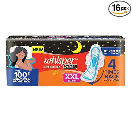 Whisper Ultra Overnight Sanitary Pad For Women With Wings - Xxl Plus, 16 Pads