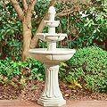Glitzhome Water Fountain Outdoor Floor-Stand Fountains with LED Light & Pump, Oversized 3 Tier Terrazzo Waterfalls Patio Fountain and Waterfalls Outdoor Yard Fountains for Lawn Garden Backyard Deck