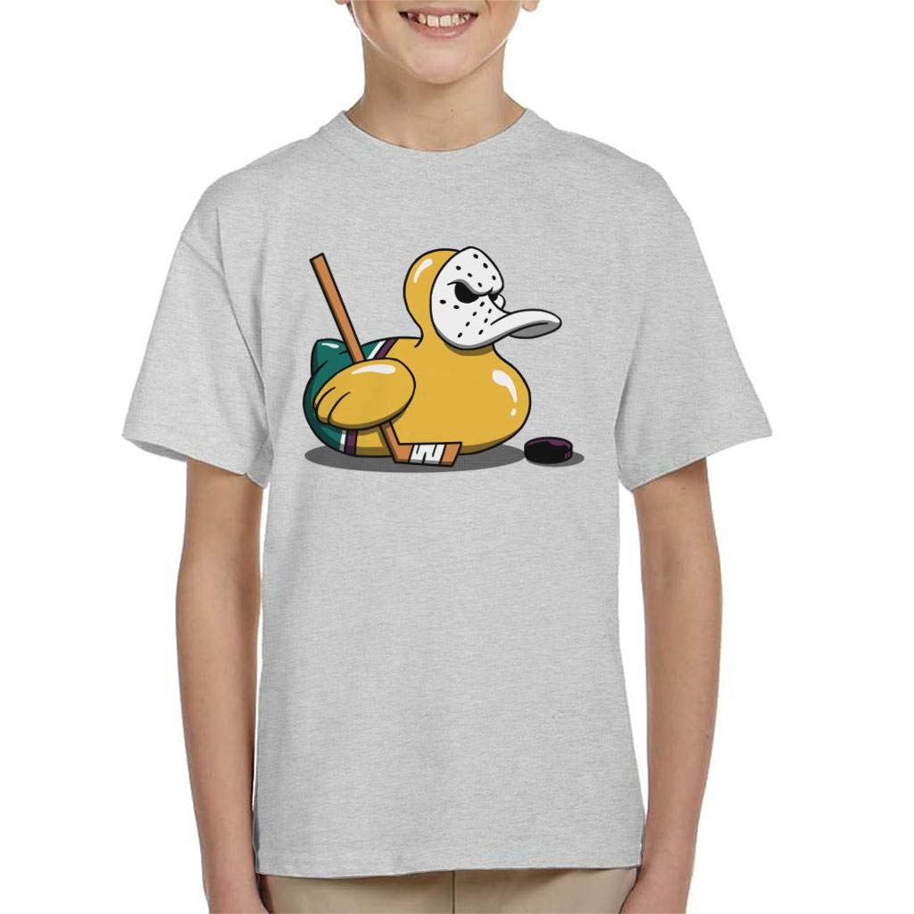 Cloud City 7 Gray Mighty Ducks Cute Rubber Duck Goalie Kid's T-Shirt Heather Grey