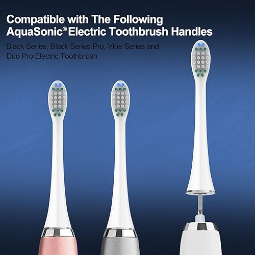 Miniatura 6 de Harobey Cabezales de repuesto compatibles con AquaSonic Black, Vibe, Pro Series, Duo Pro, cepillo de dientes eléctrico, color blanco, paquete de 10