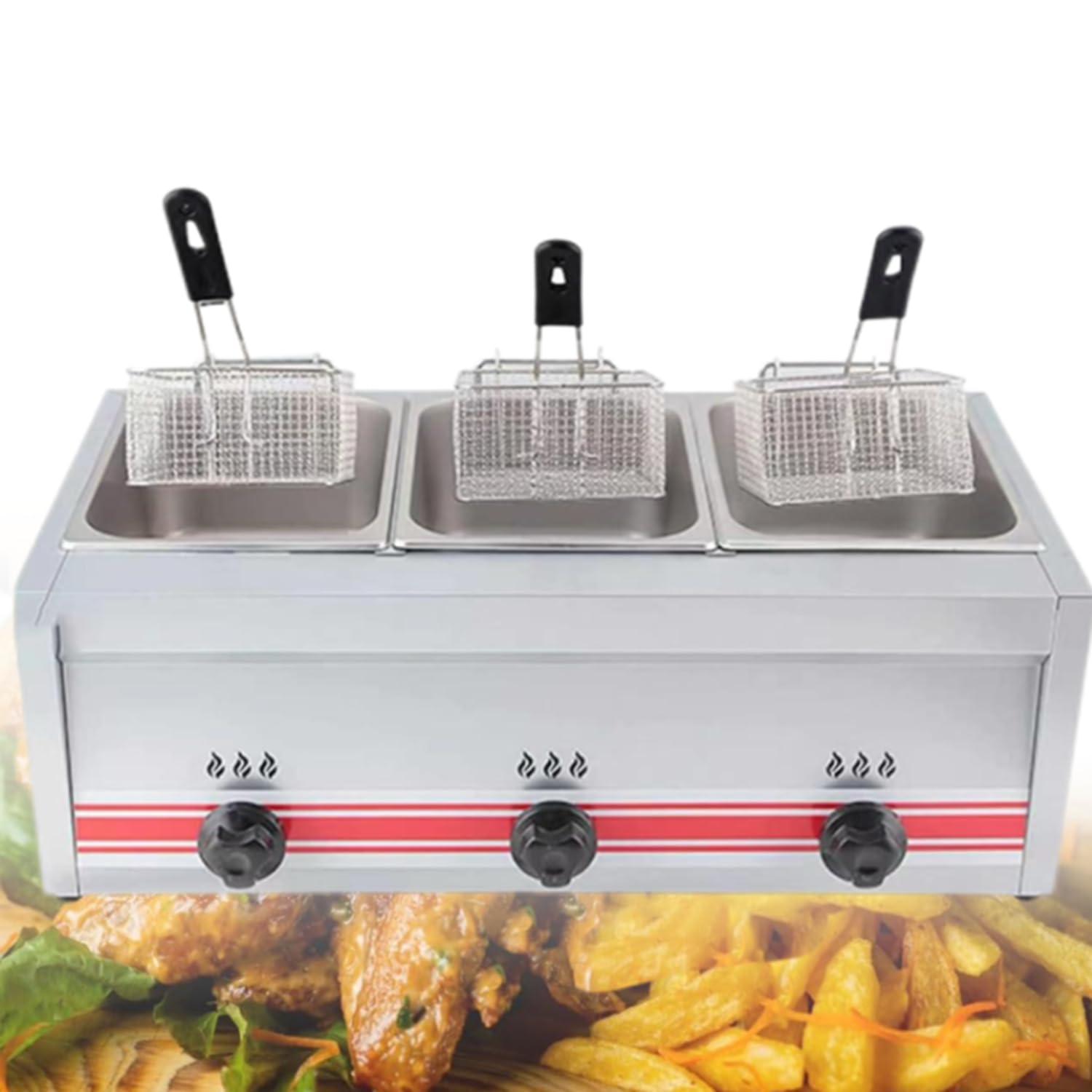 Friteuse à gaz propane friteuse GPL acier inoxydable 20l tube métal cuisine restaurant frites