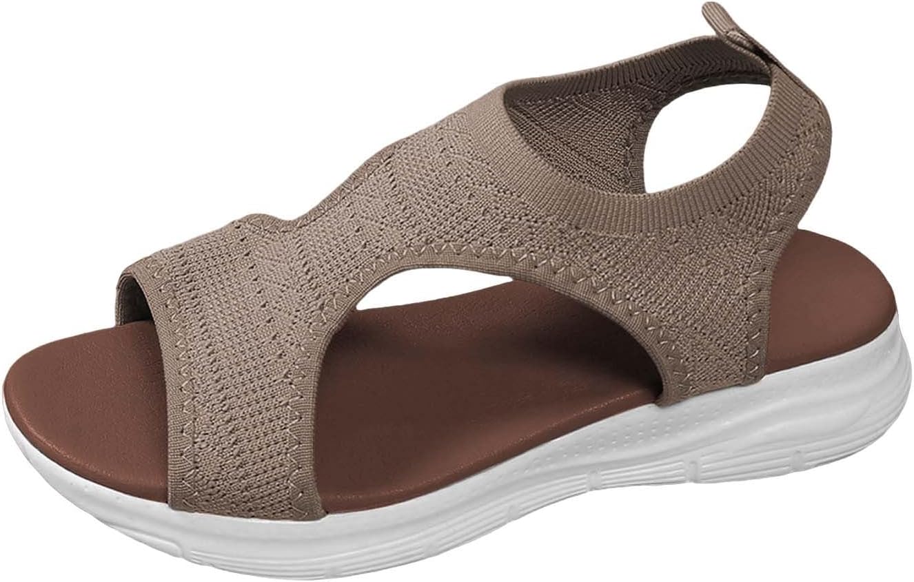 Sandals for Women 2026 Orthopedic Sandals Women with Arch Support Summer Slip on Ladies Wide Fit Walking Slip on Platform Shoes Casual Beach Slingback Comfy Washable Slide Sport Shoes
