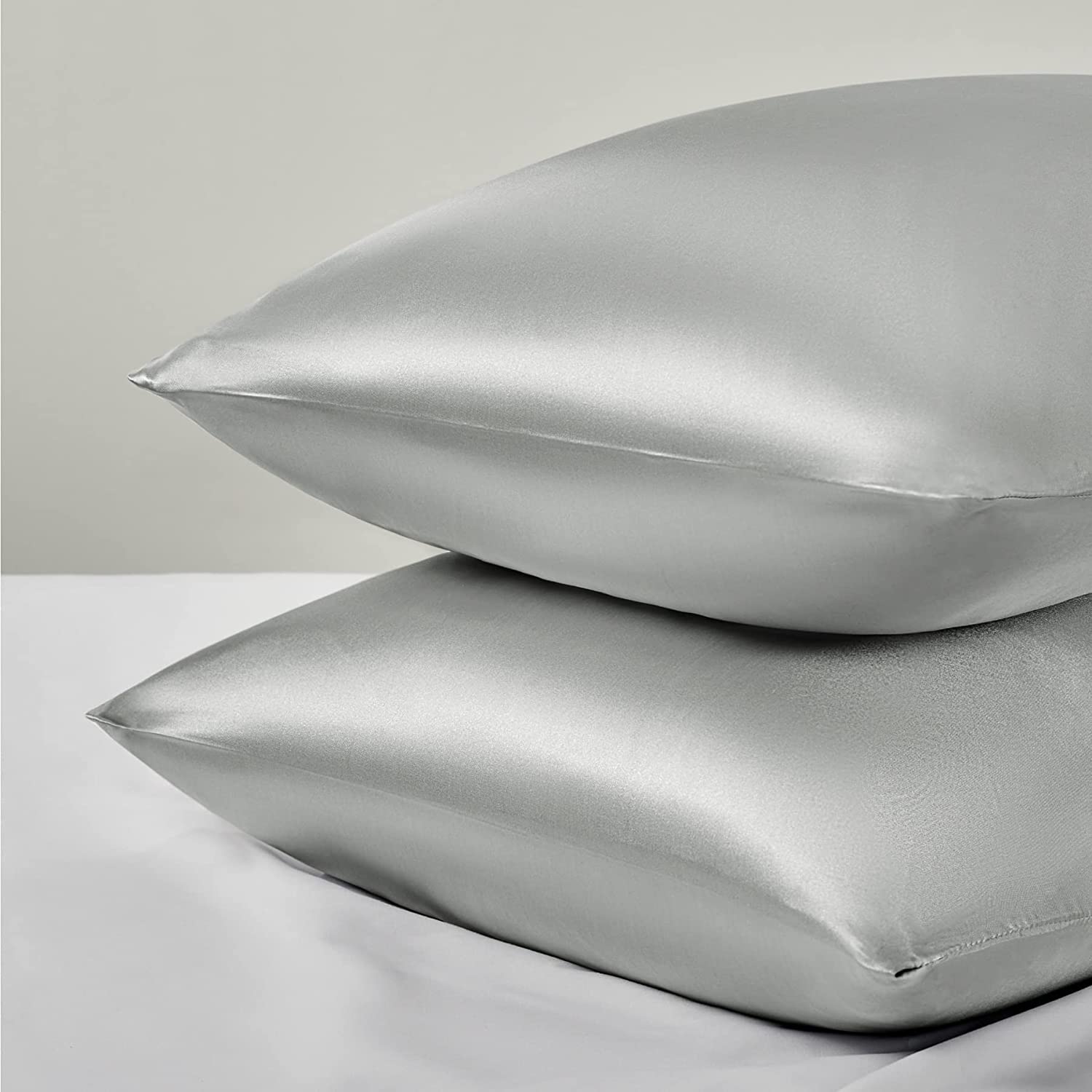AP SALES Satin Silk Pillow Cover for Hair and Skin 2 Piece with 3 Piece Satin Silk Soft Scrunchies for Women Stylish|Silk Pillow Covers with Envelope Closure end Design|Silk Pillow Cases (Grey)