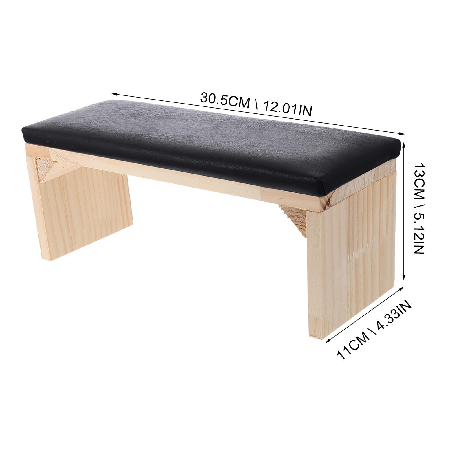 Cojín para Reposamanos de Manicura en Madera y Material Negro, Práctico y Resistente para Entrenamiento y Embellecimiento de Uñas en Salón o Casa