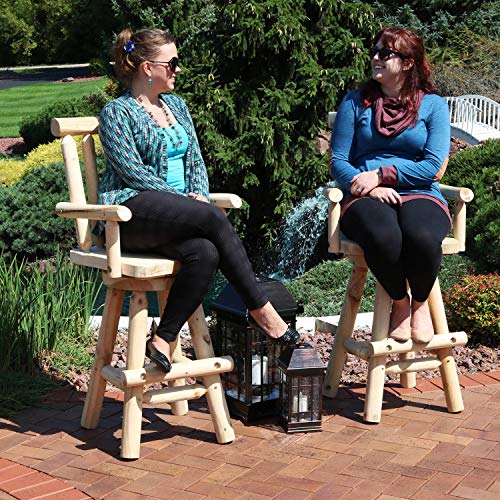 Sunnydaze Rustic Bar Stool, Log Cabin Style Unfinished Wood Construction, 4-Foot, Set Of 2 #TOP7