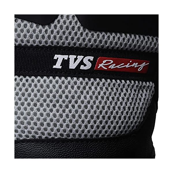 TVS Riding Gloves for Men-Mesh for Ventilation, Bike Riding Gloves with Touch Screen Compatible & Visor Wiper Fingertips, TPR Protection for Knuckles-Premium Bike Gloves for Riding Comfort (Grey-M)
