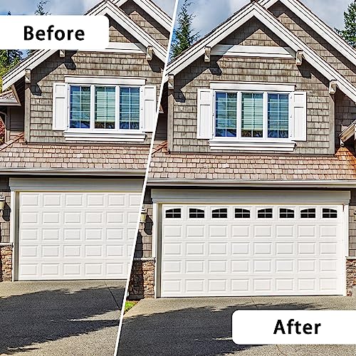 Sanfurney Magnetic Garage Door Windows Panes Arch Style Pre-Cut Faux Fake Decorative Window Decals for 2 car Garage Kit, 8 Sections 12.1"x 8.1", Gloss Black - Thumbnail 6